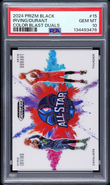 2024 Panini Prizm Black Dual Color Blast Prizm Kevin Durant/Kyrie Irving #15 PSA 10