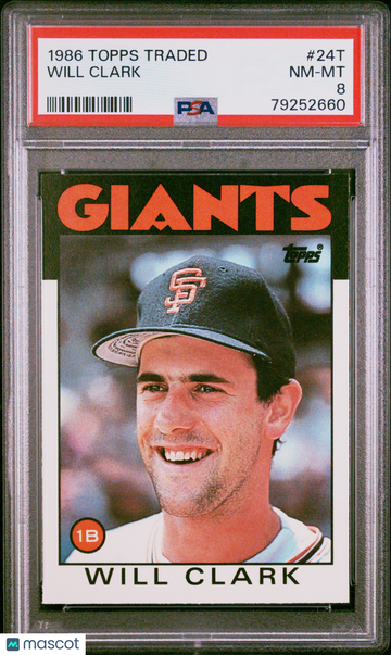 1986 Topps Traded Will Clark #24T PSA 8