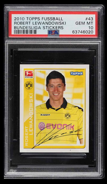2010 TOPPS FUSSBALL BUNDESLIGA STICKERS ROBERT LEWANDOWSKI ROOKIE #43 PSA 10