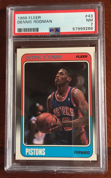 1988 Fleer Dennis Rodman #43 HOF RC PSA-7