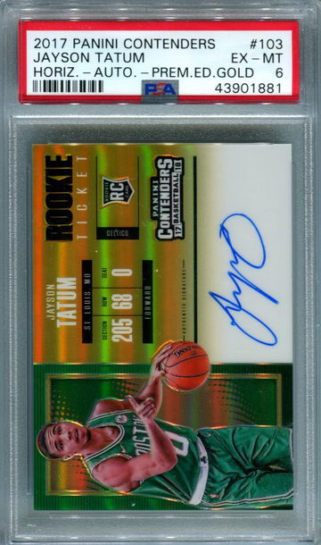 2017 Panini Contenders Jayson Tatum Premium Edition Gold /10 PSA 6