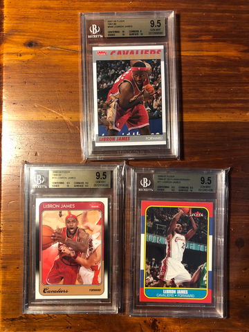 Lebron James Fleer 1986 1987 1988 2006 2007 2008 BGS 9.5 Retro Cards LA Lakers