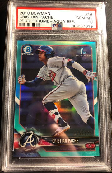 Cristian pache 2018 1st bowman chrome aqua refractor /125 PSA 10