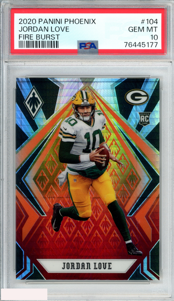 2020 PANINI PHOENIX JORDAN LOVE #104 FIRE BURST ROOKIE RC PSA 10 GEM MT