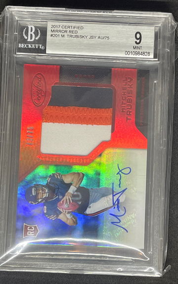 2017 Certified Mitchell Trubisky Mirror Red Auto /75 BGS 9