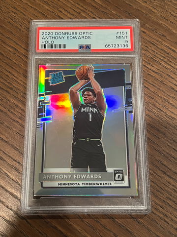 PSA 9 2020-21 Panini Donruss Optic Anthony Edwards Silver Holo Rookie RC #151