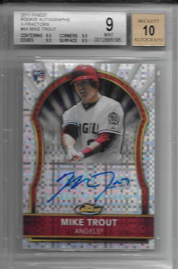 Mike Trout 2011 Finest xfractor auto BGS 9/10