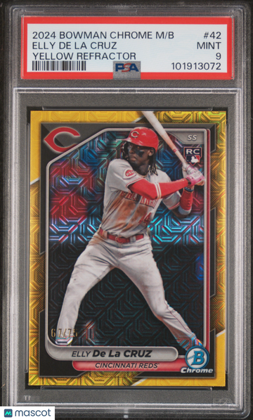 2024 Chrome Mega Box Elly De La Cruz #42 Yellow Refractor /75 PSA 9