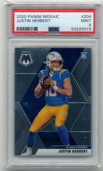 2020 Panini Mosaic #204 Justin Herbert RC PSA 9 Chargers