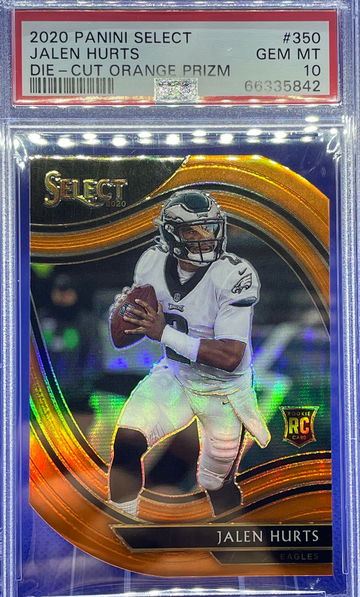 2020 Panini Select Jalen Hurts #350 Field Level Orange Prizm RC PSA 10 Gem Mint
