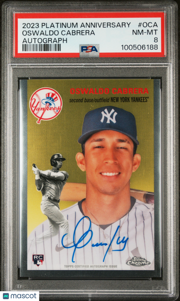 2023 Topps Chrome Platinum Anniversary Autographs Oswaldo Cabrera #OCA PSA 8