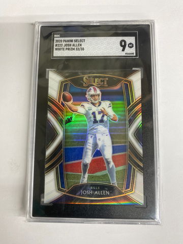 2020 Panini Select #222 Josh Allen Club Level White Prizm serial number 32/35