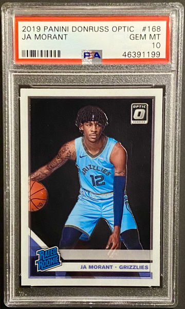 2019 Ja Morant Rookie Card PSA 10. Optic Rated Rookie Card #168