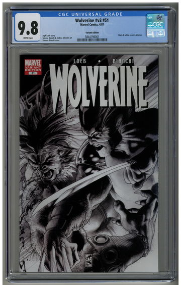 Wolverine 51 CGC 9.8 Simone Bianchi B&W variant cover Sabretooth