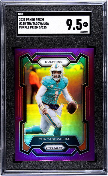 2023 Panini Prizm #190 Tua Tagovailoa Purple Prizm /125 SGC 9.5