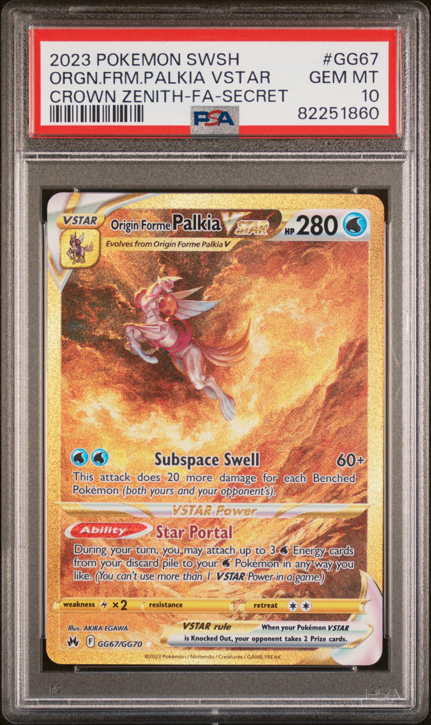 2023 Pokemon Swsh Crown Zenith Orgin Forme Palkia Vstar #GG67 FA PSA 10