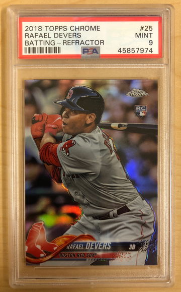 Rafael Devers - 2018 Topps Chrome REFRACTOR #25  - Rookie - Batting - PSA 9 Mint