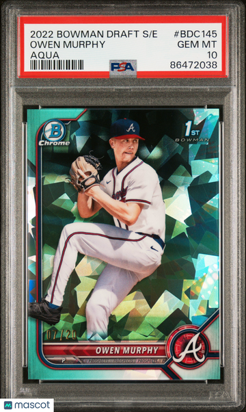 2022 Bowman Draft Sapphire Owen Murphy Aqua /20 #BDC145 PSA 10
