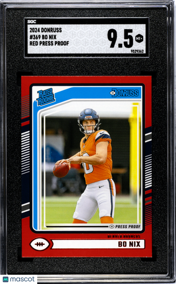 2024 Donruss Bo Nix #369 Red Press Proof SGC 9.5