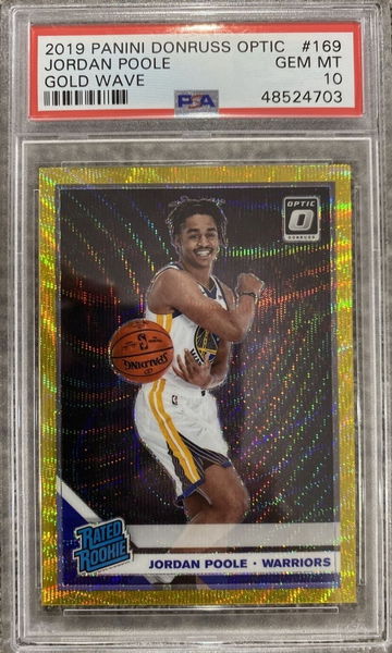 2019 Donruss Optic Jordan Poole Gold Wave Rookie SP PSA 10 POP 2! Golden State Warriors