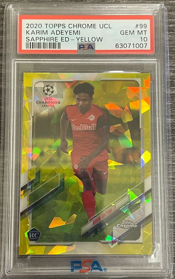 Karim Adeyemi Topps Chrome Sapphire Yellow /99 PSA 10