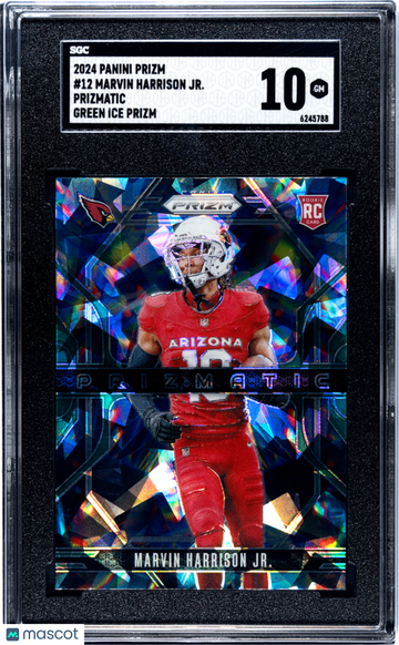 2024 Panini Prizm Marvin Harrison JR. #12 Prizmatic Green Ice SGC 10