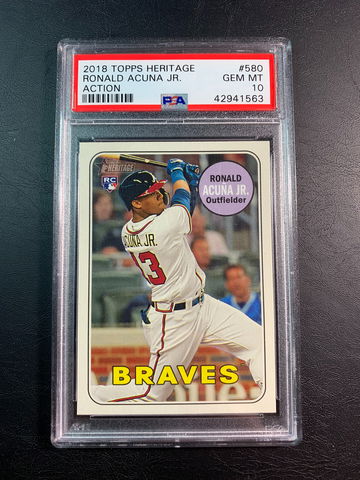 Ronald Acuna Jr 2018 Topps Heritage Action Rookie PSA 10.