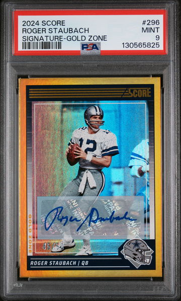 2024 Panini Score Signature-Gold Zone Roger Staubach #296 /50 PSA 9