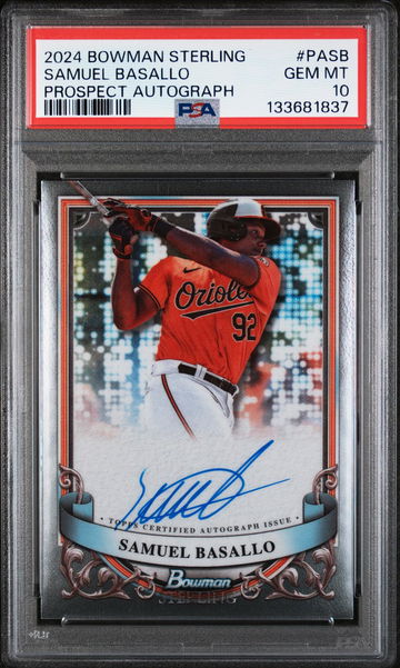 2024 Bowman Sterling Prospect Autographs Samuel Basallo #PA-SB PSA 10