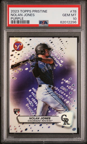 2023 Topps Pristine Purple Nolan Jones #78 RC /99 PSA 10