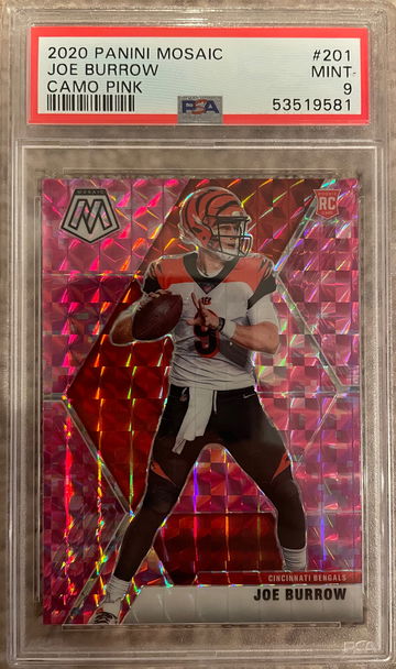 2020 Panini Mosaic Joe Burrow Pink PSA 9