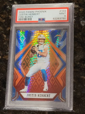 2020 Phoenix Justin Herbert Fire Burst SP INSERT Rookie RC #103 PSA 9 MINT 