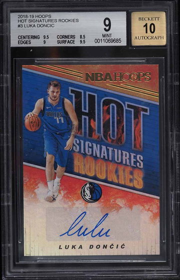 2018 Hoops Hot Signatures Luka Doncic ROOKIE AUTO BGS 9 MINT BGS 10 AUTO