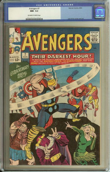 Avengers #7 CGC 9.2 OW-White pages Their Darkest Hour !