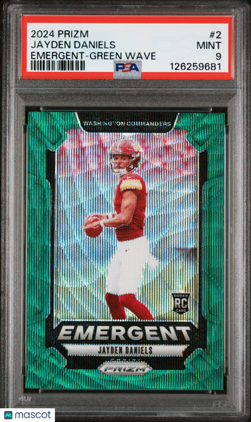 2024 Panini Prizm Emergent Jayden Daniels #2 Green Wave PSA 9