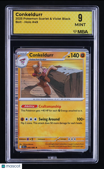 2025 Pokemon Scarlet & Violet Black Bolt Conkeldurr Holo MBA 9 #49