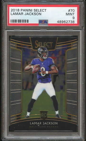 Lamar Jackson 2018 Panini Select Concourse #70 RC PSA 9