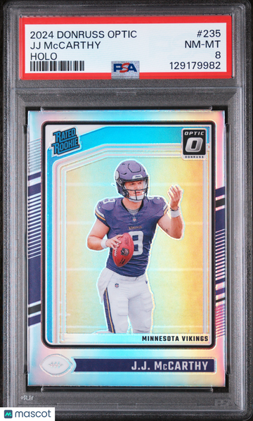 2024 Panini Donruss Optic JJ Mccarthy #235 Holo Rookie PSA 8