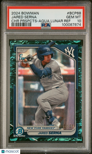 2024 Bowman Chrome Prospects Jared Serna #BCP68 Prspcts Aqua Lunar Ref /125 PSA 10