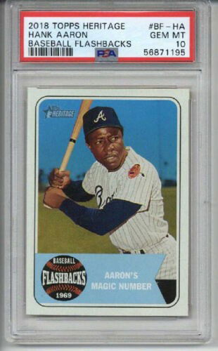 2018 TOPPS HERITAGE BASEBALL FLASHBACKS #BF-HA HANK AARON BRAVES PSA 10