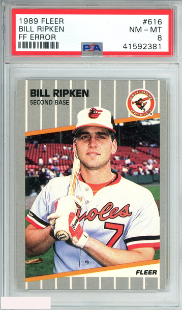 1989 FLEER BILL RIPKEN #616 FF ERROR BALTIMORE ORIOLES PSA 8 NM-MT