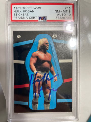 1985 Topps WWF Hulk Hogan Stickers #16 PSA 8 AUTO 10 ROOKIE