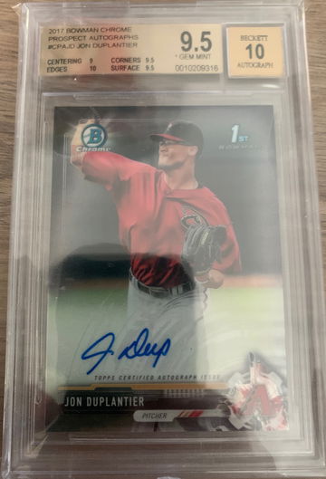 2017 Bowman Chrome Jon Duplantier Auto BGS 9.5