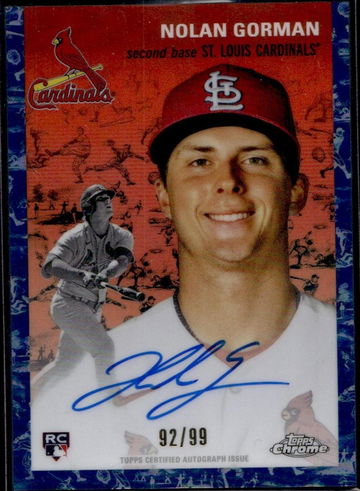 2023 Topps Chrome Platinum Nolan Gorman #CPA-NG RC Auto /99