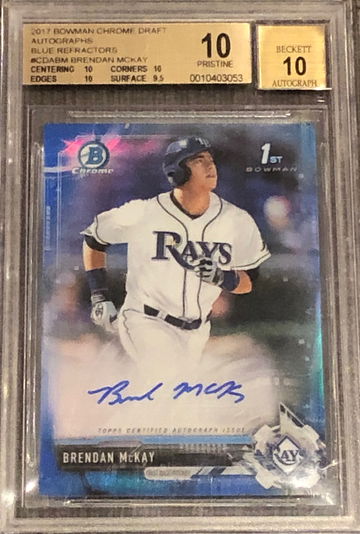 2017 Bowman Chrome Draft Brendan McKay /150 Blue Refractor Auto BGS 10 Pristine