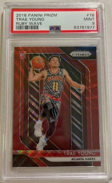 Trae Young Prizm Red Ruby Wave #79 PSA 9 