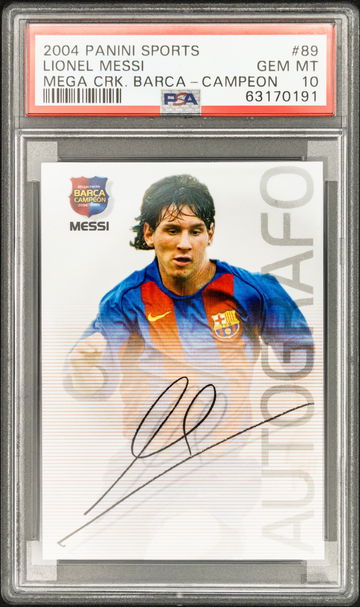 2004 MEGACRACKS BARCA CAMPEON LIONEL MESSI ROOKIE #89 PSA 10
