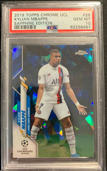 2019-20 Topps Chrome Sapphire UEFA Champions League Kylian Mbappe PSA 10