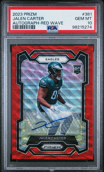 2023 Panini Prizm Red Wave Prizm Jalen Carter #381 /149 PSA 10