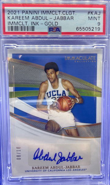 2021 Panini Immaculate Collegiate Ink Gold 8/10 Kareem Abdul-Jabbar PSA 9 MINT Auto HOF